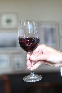 Red wine in glass polyphenolic